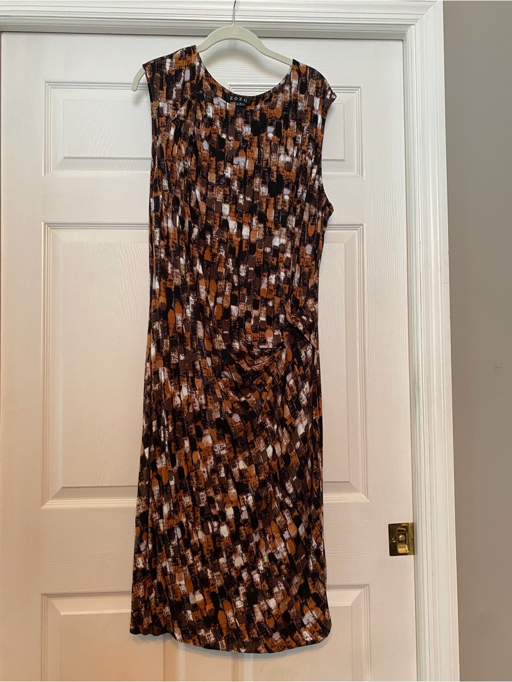 Zozó Brown & Black Patterned Sleeveless Midi Dress
